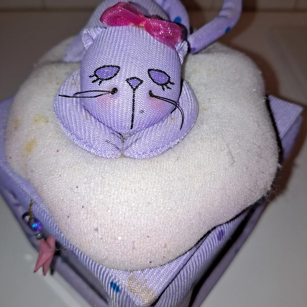 Cat cloud photo jewelry box picture container purple organizer keepsake decor
